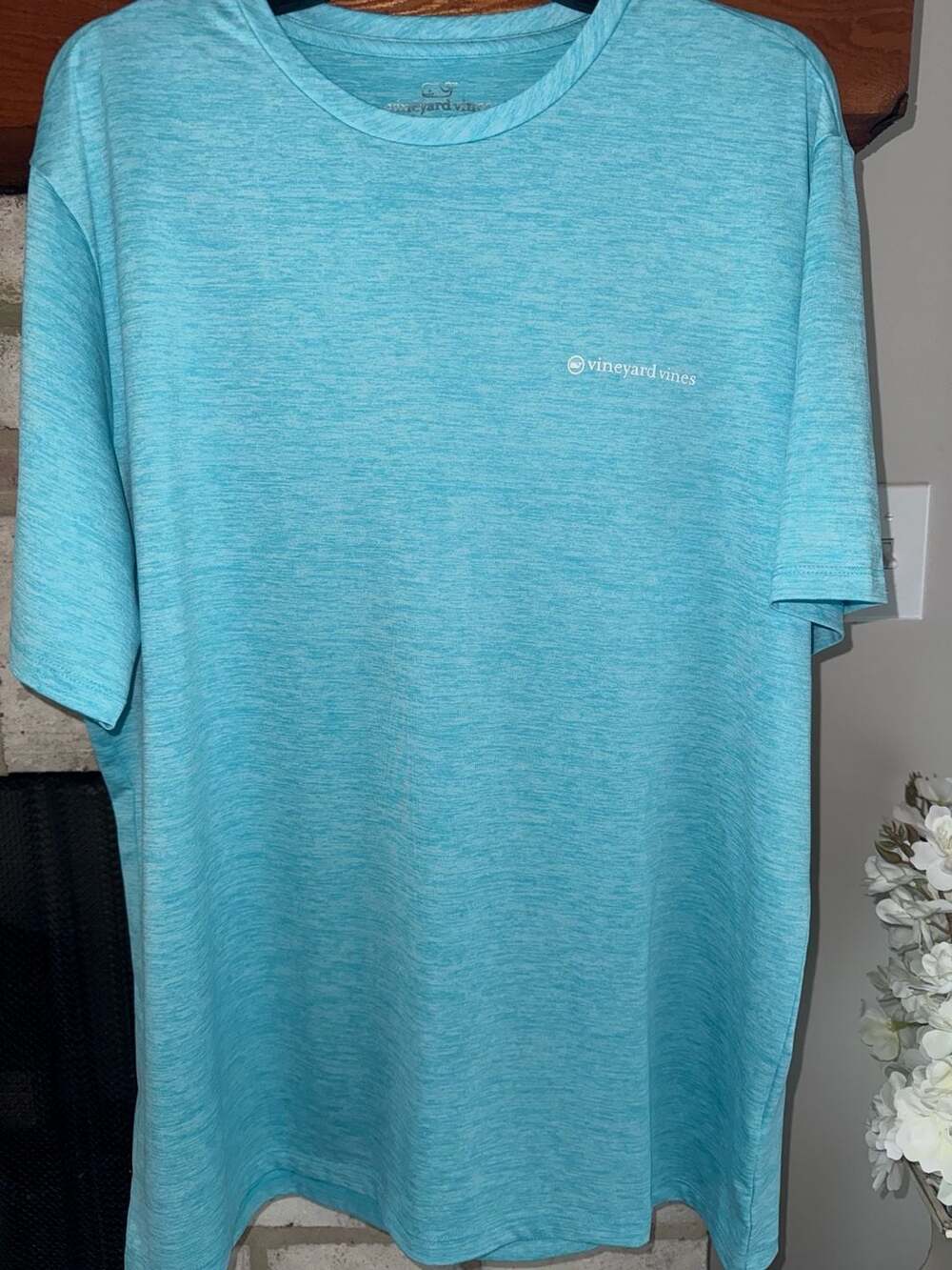 Vineyard Vines Performance Heathered Aqua Blue Short Sleeve T-Shirt Size L